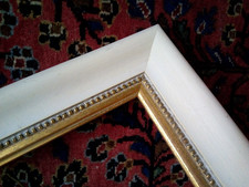 großer alter ART DECO Bilderrahmen Goldperlinnenrand