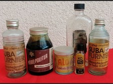 6x alte Glas Flaschen ab 50er J.  ALO BRÜHE Erfurt BEHO Möbel  Politur Terpentin