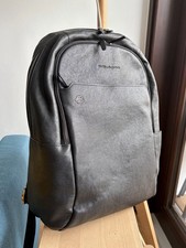 Piquadro Black Square Leather Backpack - Black