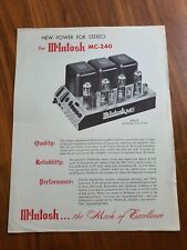McIntosh MC 240 Tube Amplifier, Röhren Verstärker, Broschüre Werbeblatt Original