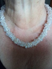 WOW!! Extravagantes Damen Collier Edelstein-Nuggets Rosenquarz, Magnetverschluss