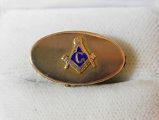 10k Rotgold Freimaurer Mason Quadratisch Blaue Emaille Kompass Pinch Spange Pin