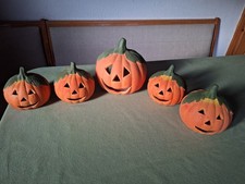 5 Kürbisse aus Keramik Windlicht Deko Halloween Herbstdeko Teelichthalter