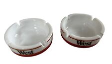 2x alte Aschenbecher West Werbeartikel vintage weiß