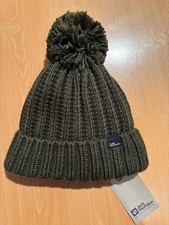 NEU Jack Wolfskin Damen Highloft Knit Beanie Mütze m. Bommel, Gr. S, island moss