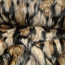 Webpelz Langhaar kuscheliges Kunstfell Stoff Fell Braun-Beige Deko Bekleidung