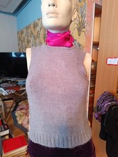 Weste Mohair Taupe Lila