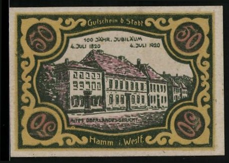 Notgeld hamm westf 1920 - i., westf.