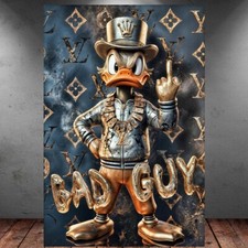 LEINWAND BILD ER XXL POP ART BAD GUY DAGOBERT GRAFFITI BUNT ABSTRAKT WANDBILD