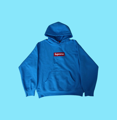 Supreme cyan box logo hoodie - supreme,