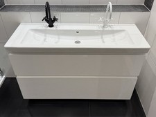 Villeroy & Boch Doppelwaschtisch + BMF-Unterschrank, weiß - 130 x 77,5 x 47,5 cm