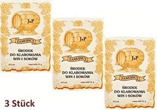 3 X Klärungsmittel auf 25L für Wein Saft Klärmittel Schönung Hefe Zamojscy