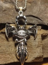 Auge des Horus Amulett in Silber Halskette auffällig Ägypten Nilschlüssel