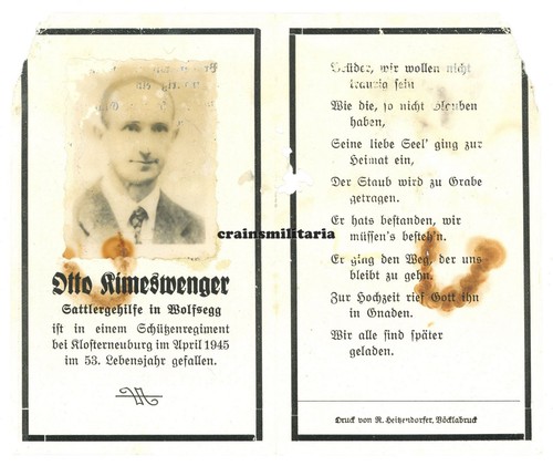 Orig sterbebild grenadier - sterbebild,