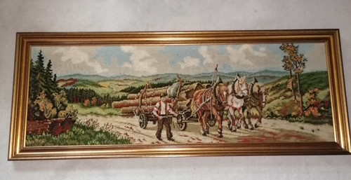 Gobelinstickbild fuhrwerk ca - fuhrwerk,,