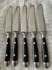 5x Bistrobesteck Edelstahl schwarz Nieten Silber Tafelbesteck Messer Bauernhaus