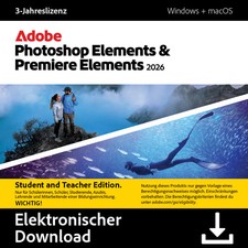 Adobe Photoshop + Premiere Elements 2026 (1User- 3 Jahre) EDU Schulversion ESD