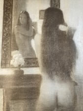 Schöne Lithografie Frau Akt