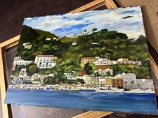 Ölbild Signiert Pepino See Fluss Meer Gemälde  Sommer  See Meer Boot  Bild