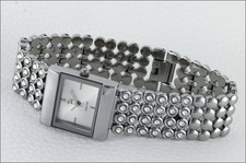 ELEGANTE DAMEN UHR ECKIG HÜBSCHES DESIGN MIT 48 SIMILI STEINEN