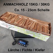 Anmachholz 15kg 30kg 15-23cm Anzündholz Kaminholz Lärche Fichte Kiefer trocken