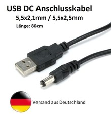USB DC Kabel 60-150cm , Netzteil Kabel, Adapter, Stecker 5,5x2,1 / 5,5x2,5mm