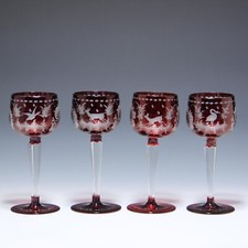4 Weingläser mit Jagdmotiven