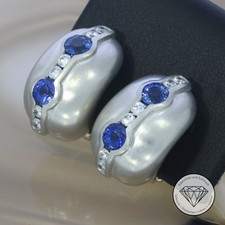 Wert 12.300,- Original Kieselstein-Cord Saphir Brillant Ohr-Clips Pt/Gold xxyy