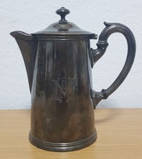 Antike Tee- / Kaffeekanne von Christofle, versilbert, punziert, um 1940, H 16 cm
