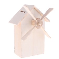 Unbemalte Windmühle Holz Spardose Holz Kinder DIY Sparschweine Bastelbedarf