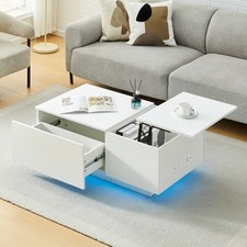 Weiß Hochglanz LED Couchtisch