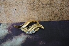 50er Jahre Modeschmuck Brosche organische Form mit Glitzersteinen