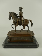Bronze Statue Friedrich der Große Bronzefigur Mamorsockel Reiter Figur Pferd