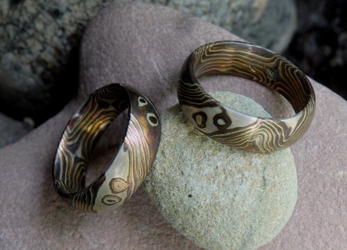 Trauringe mokume gane shakudo - trauringe,