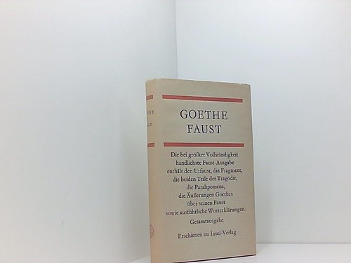 Goethes faust gesamtausgabe - goethes, (