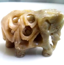 Elefant Stein Figur Halb- Edelstein Handarbeit Kunsthandwerk filigran