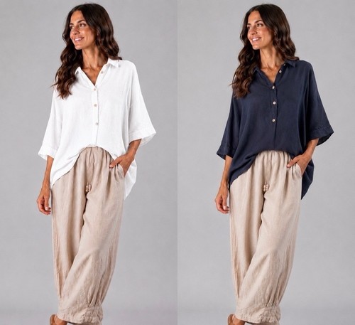 Damen leinenbluse weit - damen,