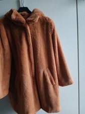 Webpelzmantel Damen Gr. 46 hellbraum Kurzmantel mit Kapuze