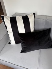 H&m / APEL KISSENHÜLLE 2 Stk. WEISS/SCHWARZ SAMT KISSENBEZÜGE DEKO WOHNEN