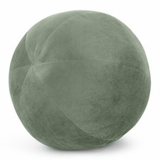 Kugelkissen Kissen Sofakissen Einfarbig Rund 24 cm olivgrün Velours Zierkissen 