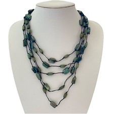 Damen Statement Kette Muschel Modeschmuck Handgefertigt Halskette Grün Blau Töne