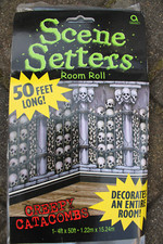 kulisse halloween wand bild folie xxl groß motiv skelett totenkopf gruft knochen