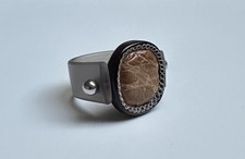 Designer Ring Leder Kunststoff Tagua Nuss Design RW Gr. 54