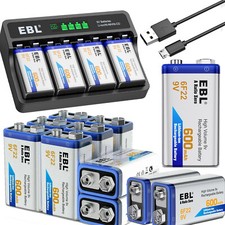 EBL 9V 600mAh 6F22 Li Ionen