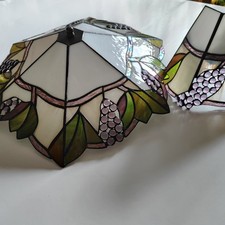 Deckenlampe 6 Eck ca. 49 cm Durchm. Tiffany Style Weintrauben lila grün  beige 