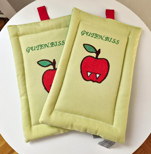2er set topflappen bestickt - 2er,