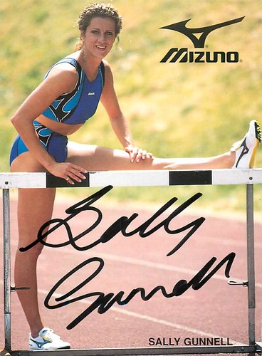 Sally gunnell autogrammkarte - sally,