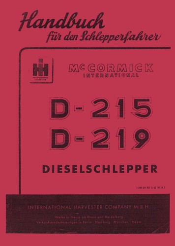 Betriebsanleitung 215 219 - betriebsanleitung, d-219