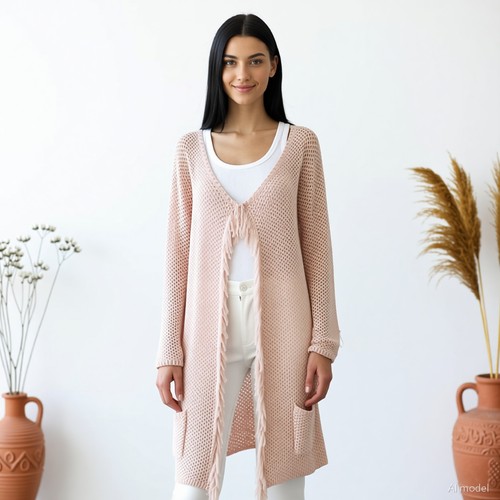 Boho strickjacke rosa - strickjacke,