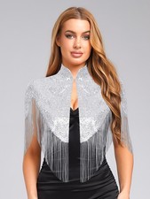 DE Damen Umhang Kurz Cape Schultertuch Rollkragen Bolero Hochzeit Abendkleid 